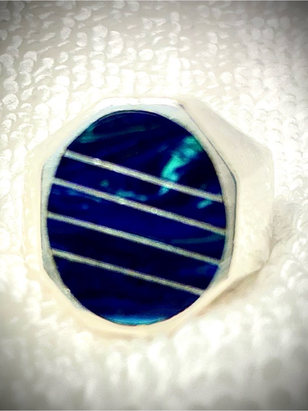 Elegant Sterling Silver Ring, Lapis Inlay Size 9